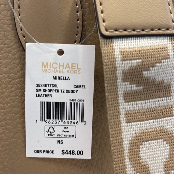 Michael Kors Mirella Small Pebbled Leather Shopper Top Zip Crossbody XBODY Tote - Picture 5 of 16